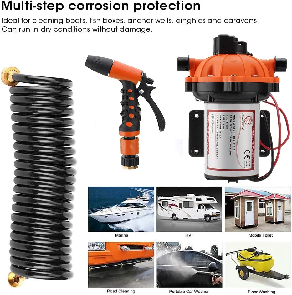 Carbole Washdown Deck Wash Pump Kit 165C-12V 7.0 GPM 80 PSI for Caravan RV Boat Marine Yacht M72572