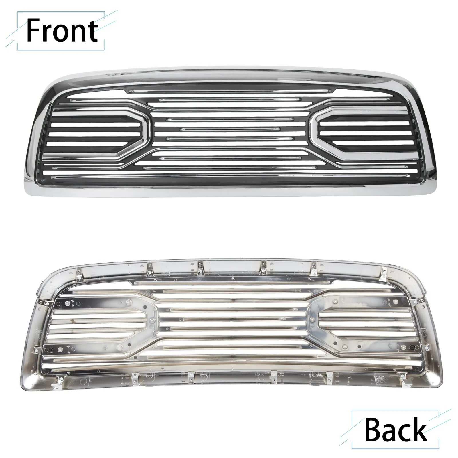 Front Big Horn Chrome Packaged Grille+Shell Fits 09-12 Dodge Ram 1500 Trunk