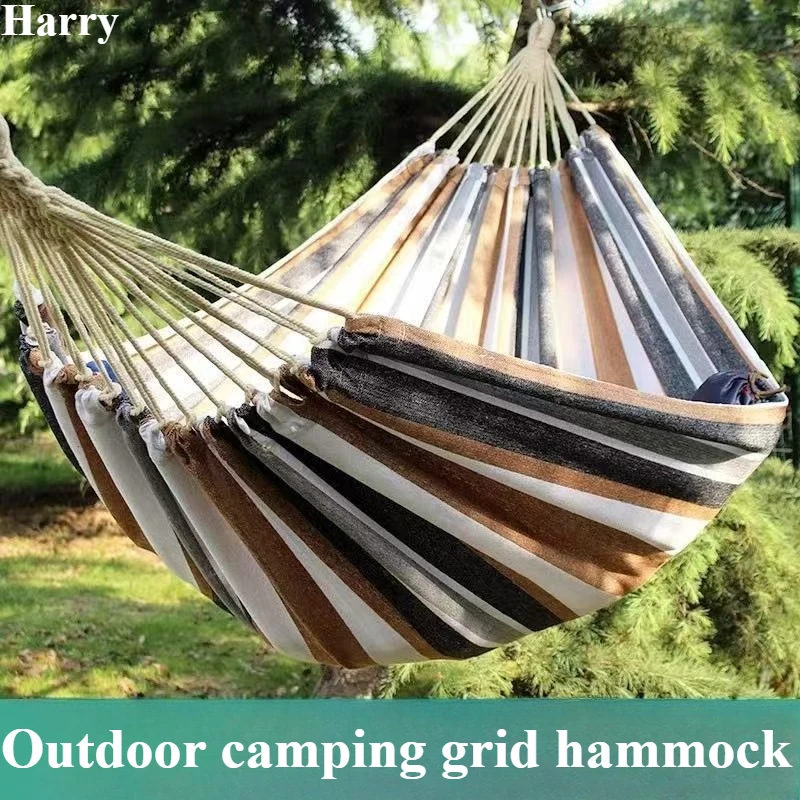 

Outdoor Indoor Canvas Hammock Swing Camping Trip Thick Striped Hammock Multifunctional and Convenient Hammock