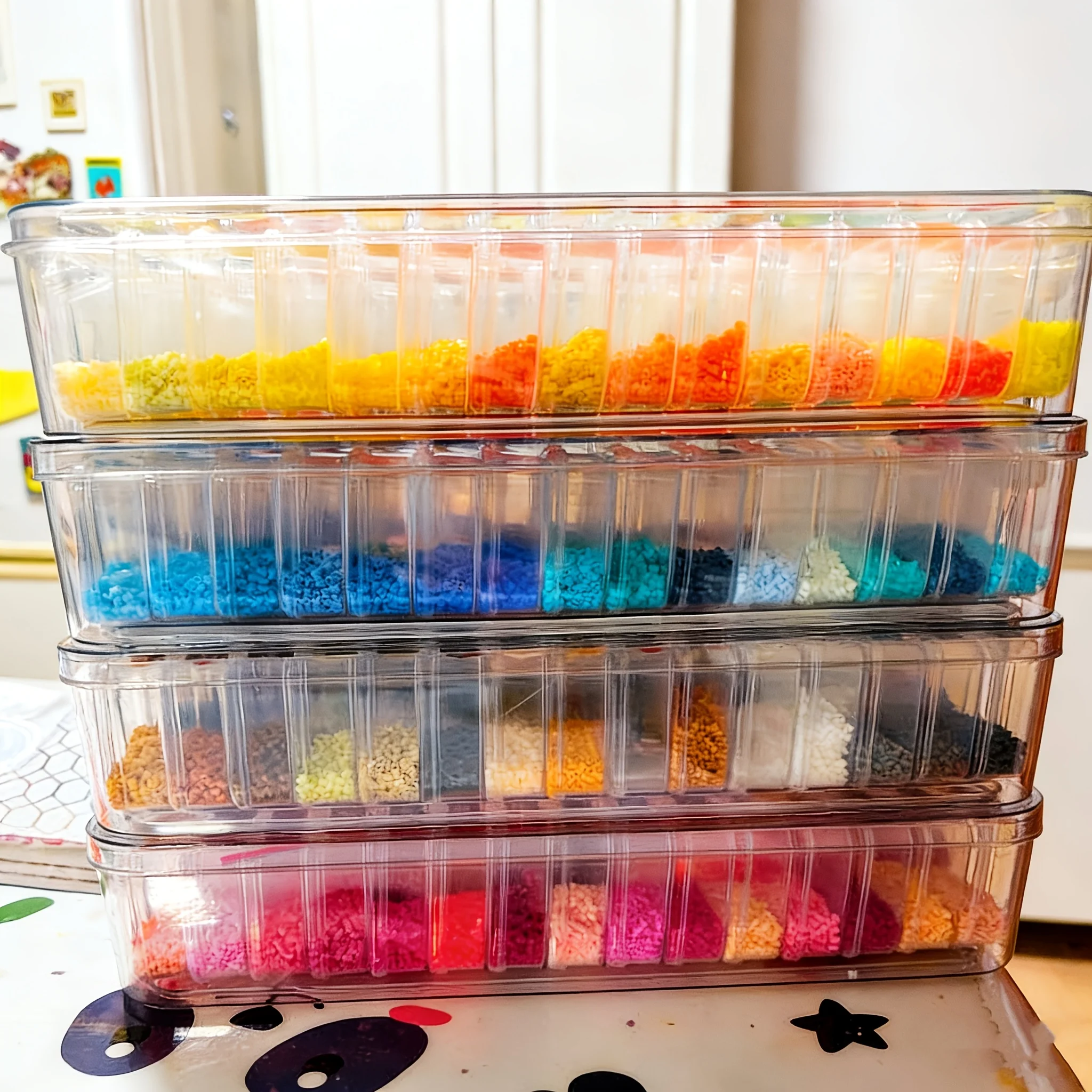 60-Slot Transparent PET Bead Storage Box with Lids Airtight Dustproof Moisture-Resistant Organizer Includes 221 Color Dividers
