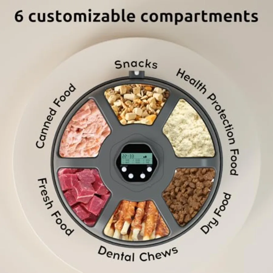 Automatic Wet Food Cat Feeder Auto Refrigerated Wet Foods Feeder for Cats Dogs 6 Meal Timed Fresh Foods Dispenser with 2 Ice Pa 3