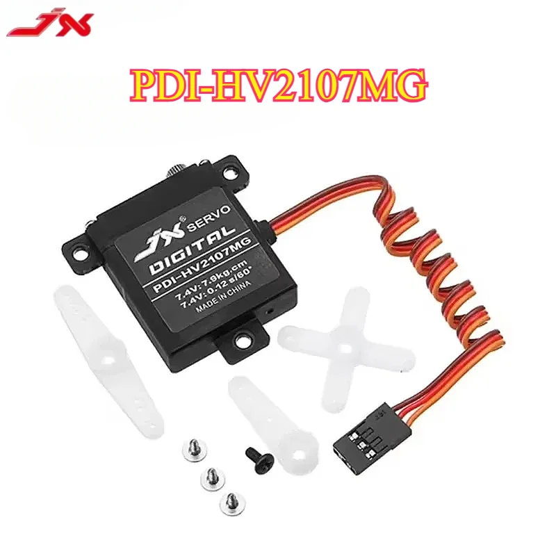 JX Servo PDI-HV2107MG 7,9 kg CNC Torque de dirección Núcleo de engranaje de metal digital Servo estándar para avión de ala fija RC