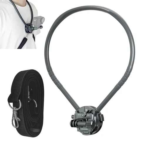 Neck Mount for Action Camera, POV Stabilizer with Chest Mount - Quick Release System for Ergonomic, Hands-Free Filming of Skiing