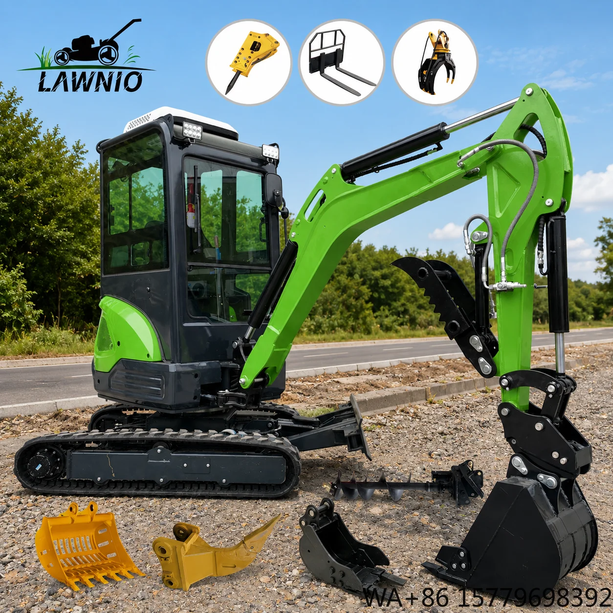 EPA  Mini Excavator  25U 14.6kW Cabin Rubber Track Landscaping Garden Farm Work Earth Work Mini Excavator