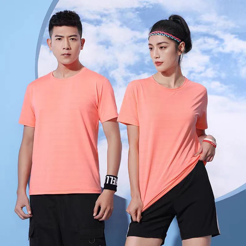 Short-sleeved Men\'s T-Shirts Quick-Drying Summer New Quick-Drying Pullovers Breathable Light and Elastic Fitness Tops Women