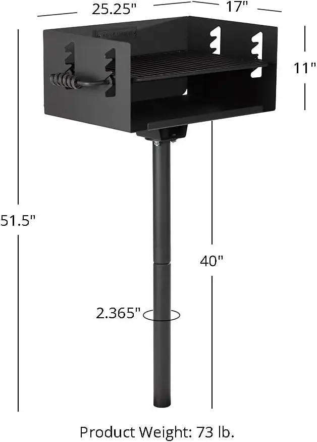 

Ash & Ember Park-Style Grill, 384 Sq. In Jumbo Charcoal Grill, Single Post Outdoor Cooking Backyard BBQ, Camp Grilling Barbecues