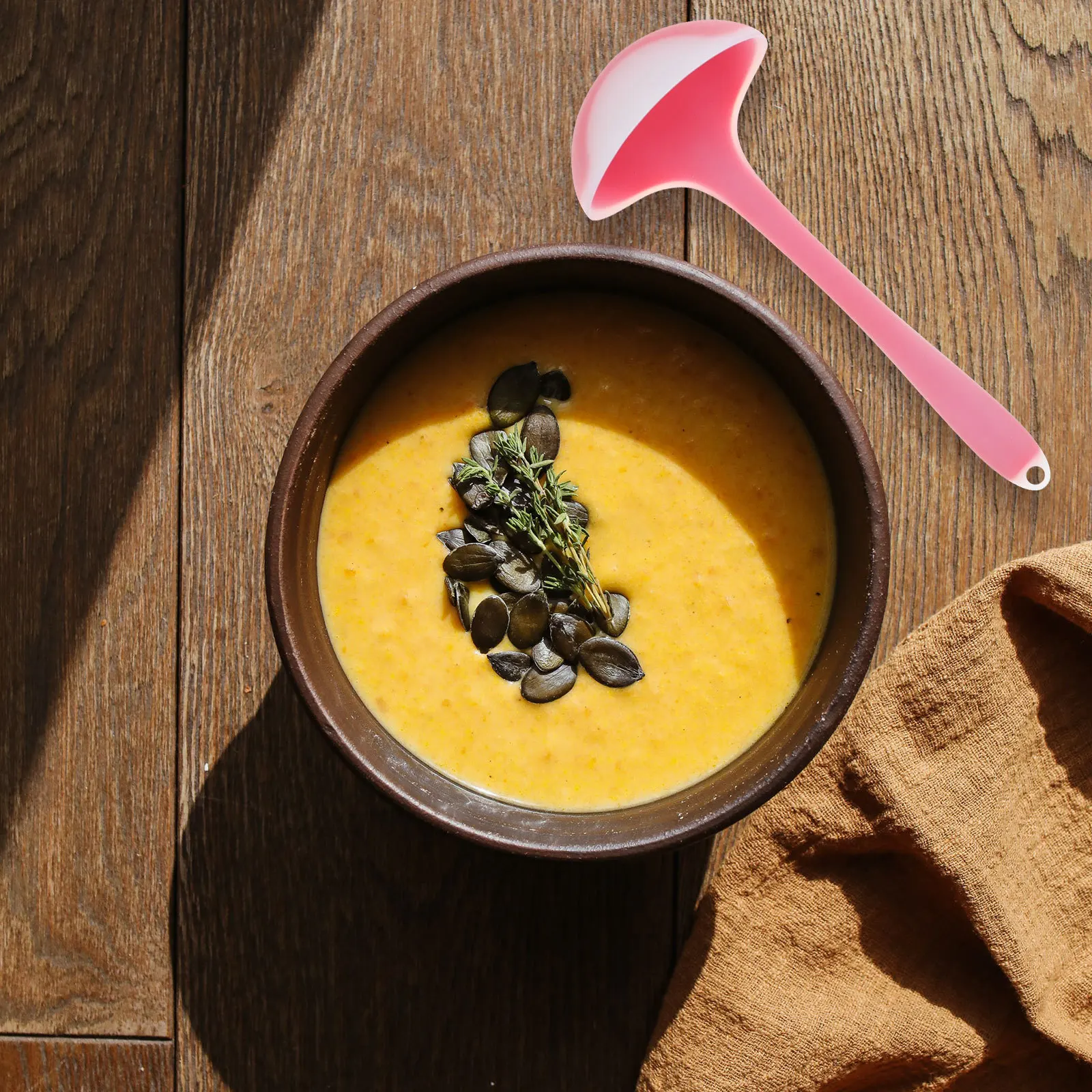 

2Pcs Silicone Soup Spoon Multi-Purpose Long Handle Cooking Spoons Kitchen Utensils Non-Scratch Flatware for Home and