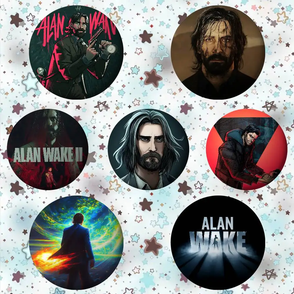 A-Alan Wake 2 Game Funny Badges Fun Creative Button Pins Brooches Lovely Badges For Clothes Backpacks Good Gifts For Kid Friends