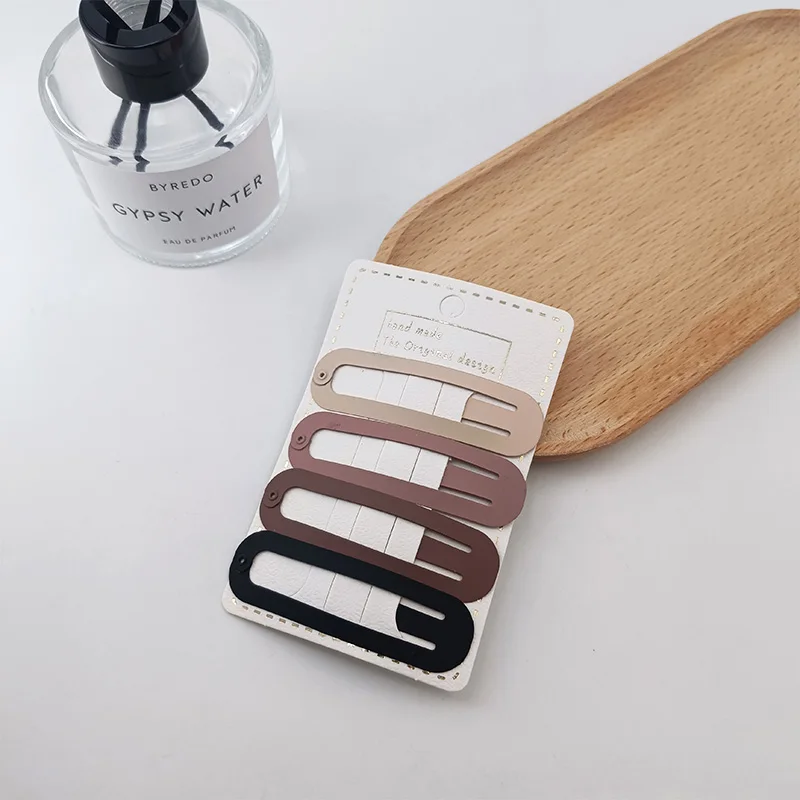 4Pcs/set Japanese Korean New Coffee Color Matte Bb Clip Metal Bangs Broken Hairpin  Paint Hairpin Hair Accessories