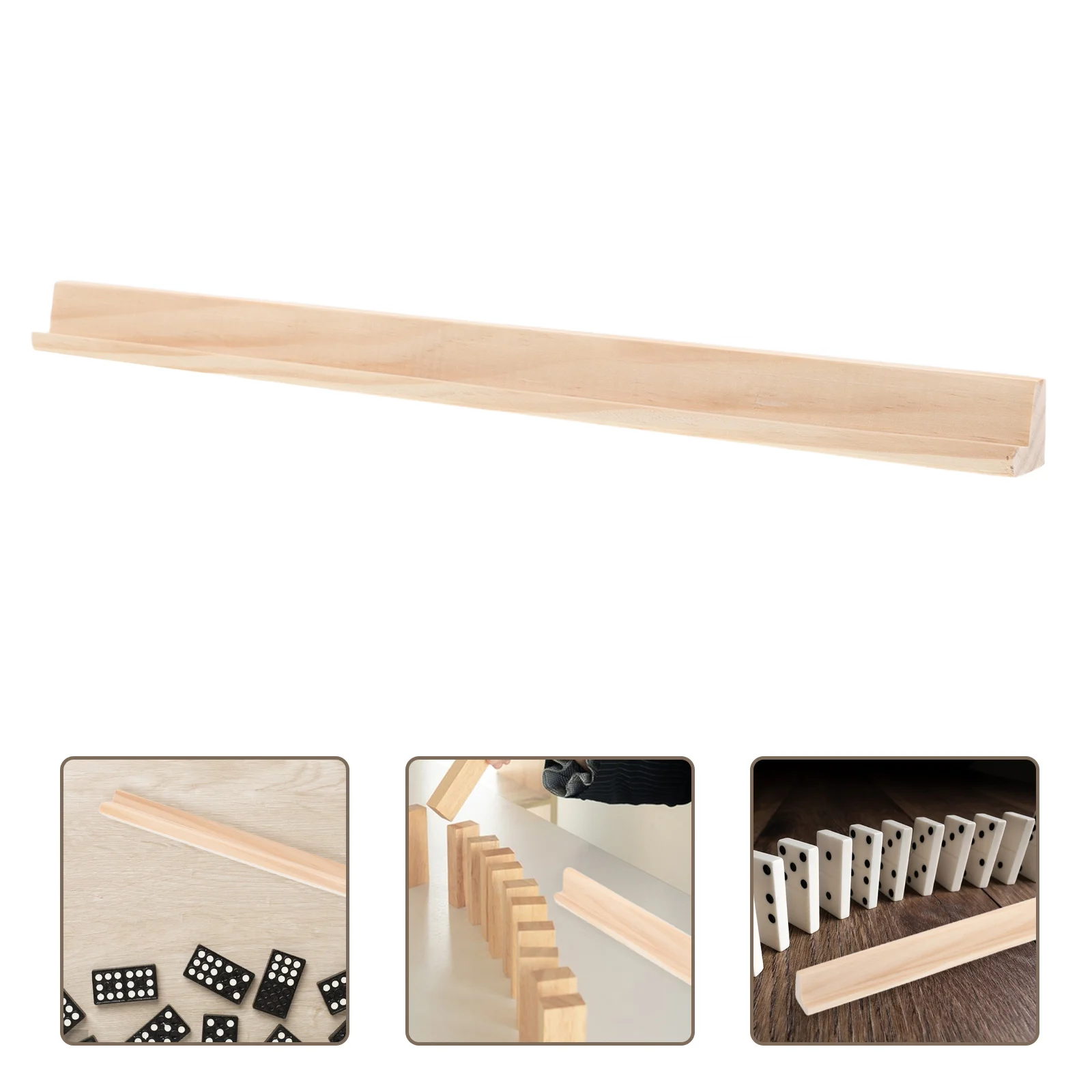 4 Pcs Domino Base Game Stands Mexican Train Card Ruler Mahjong Racks Wooden Trays