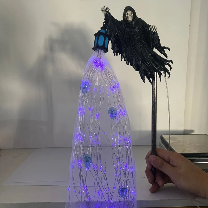 Grim Reaper Animated Garden Light, Soul Harvester Halloween Garden Light,halloween Yard Decor With Glowing Ghost And Lantern