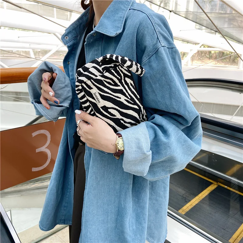 Plaid Contrast Color Large-capacity Cosmetic Bag Female Leopard Print Fashion Clutch Canvas Organizer Storage Bag Document Bag