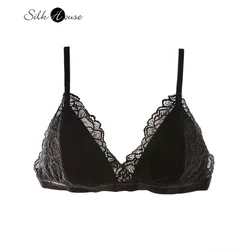 French Bra Natural Mulberry Silk Fine Shoulder Strap Triangle Cup Steel Ring Free Sexy Underwear for Women