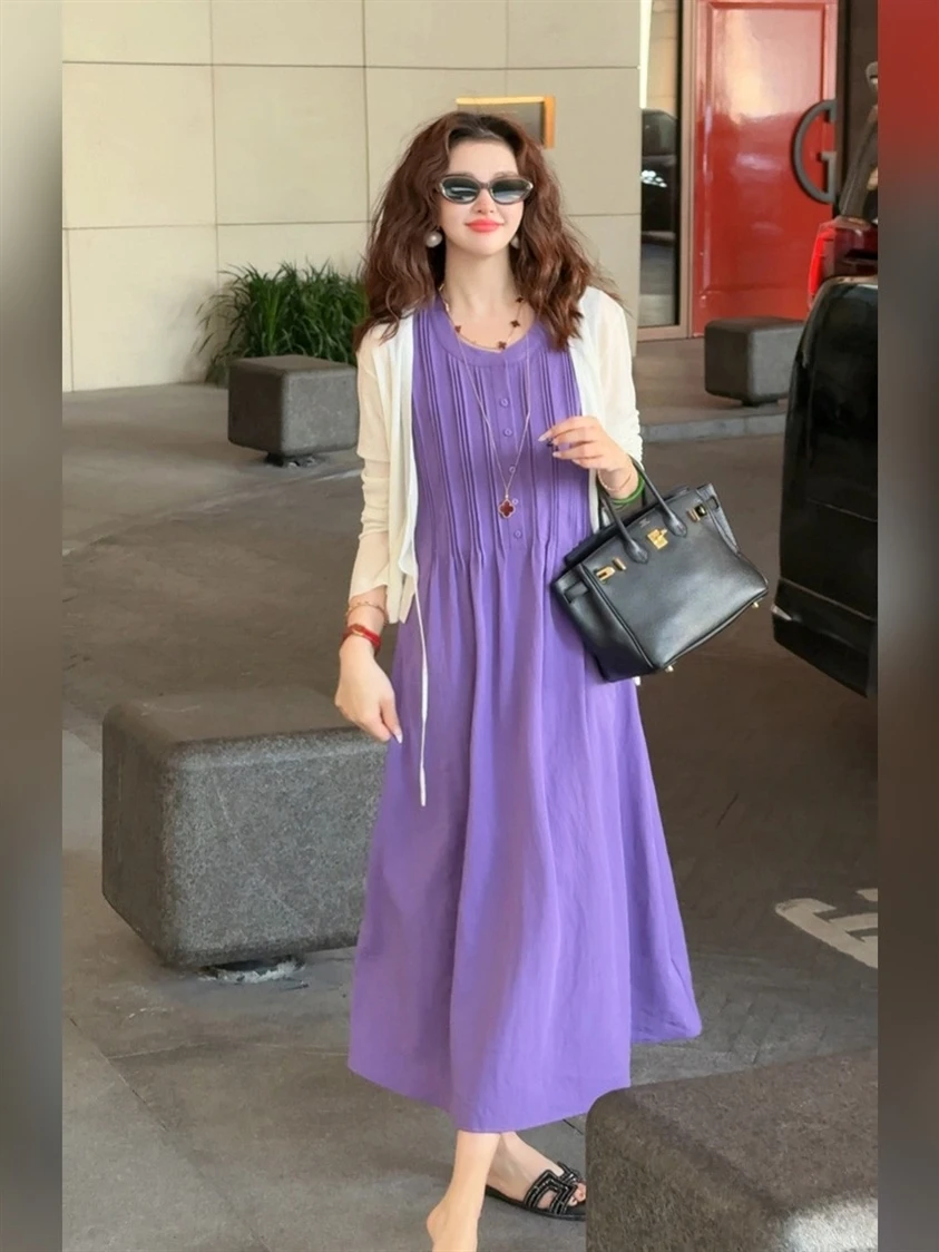 

Элегантное летнее платье без рукавов Linda Sister High End, новая модная коллекция, свободный крой, модель AA6LJS0276, А-силуэт, круглый вырез