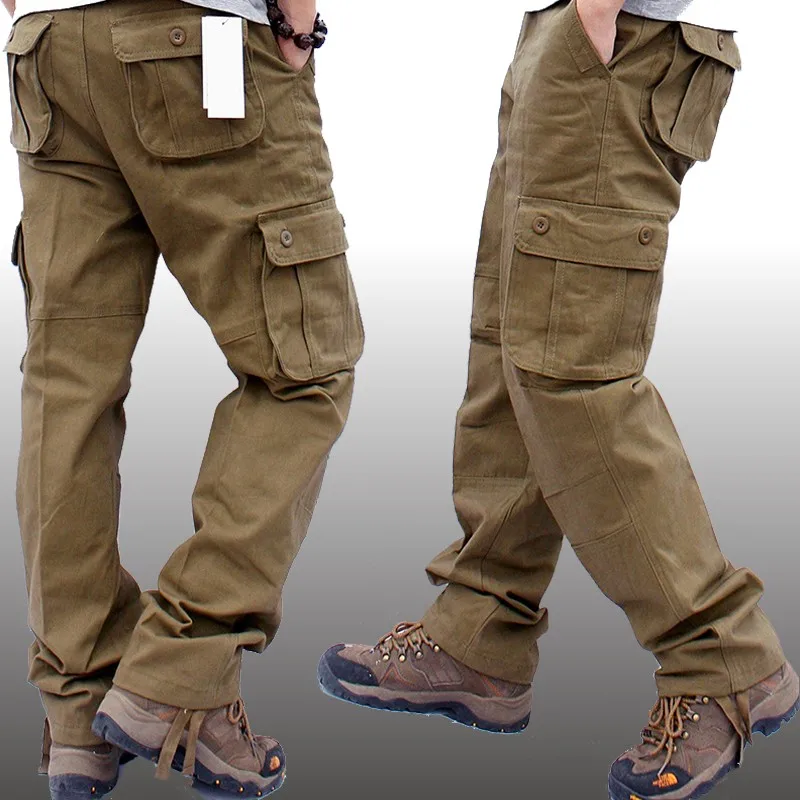 

Men's Cargo Pants Multi Pocket Military Long Trousers New Outdoor Work Pants Male Army Straight Casual Trousers Plus Size 44