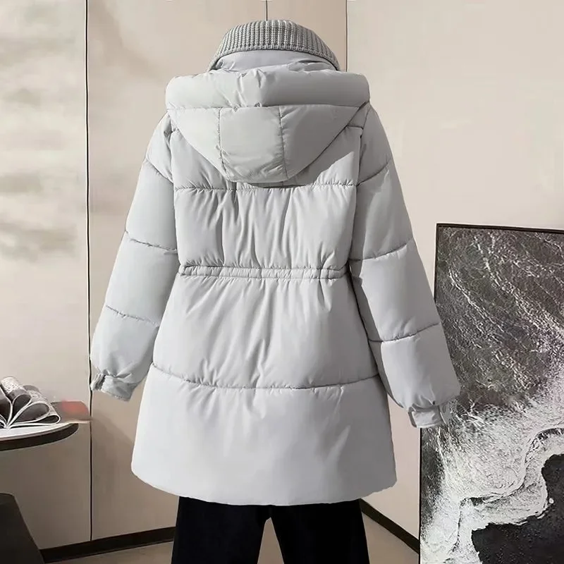 Mulheres para baixo jaqueta de algodão luz casaco quente feminino pão jaqueta puffer feminino solto cordão com capuz parka casaco