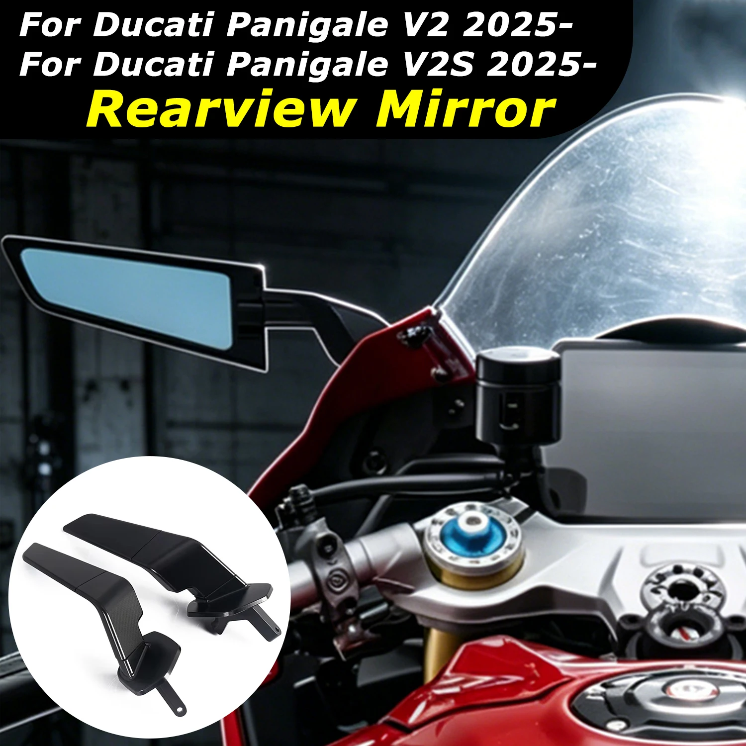 New PanigaleV2/S PANIGALE V2S V2 Motorcycle Mirrors For Ducati Panigale V2 V2S 2025 2026 Stealth Mirrors Sports Winglets Mirrors