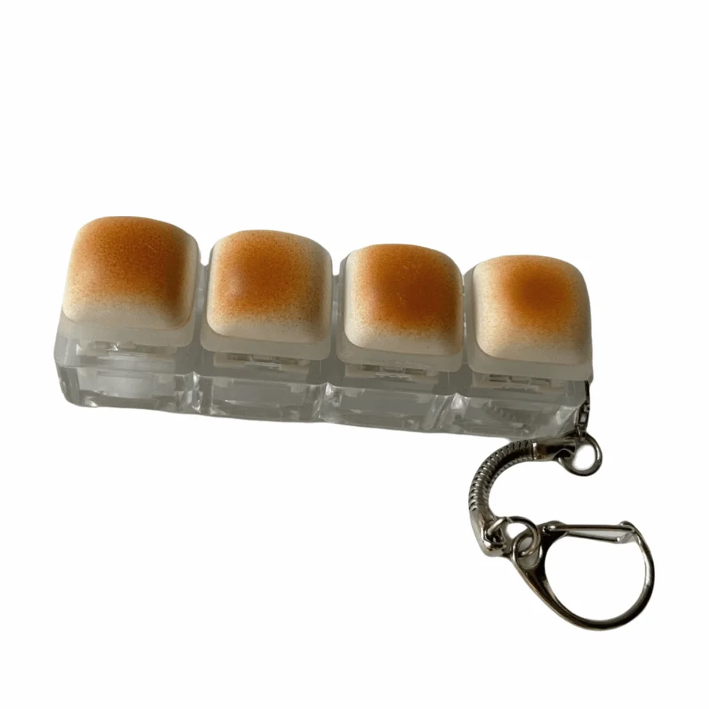 พวงกุญแจรูปขนมปังคาราเมล ดีไซน์น่ารัก ใช้เป็นปุ่มกดคีย์บอร์ด DIY ช่วยคลายเครียด