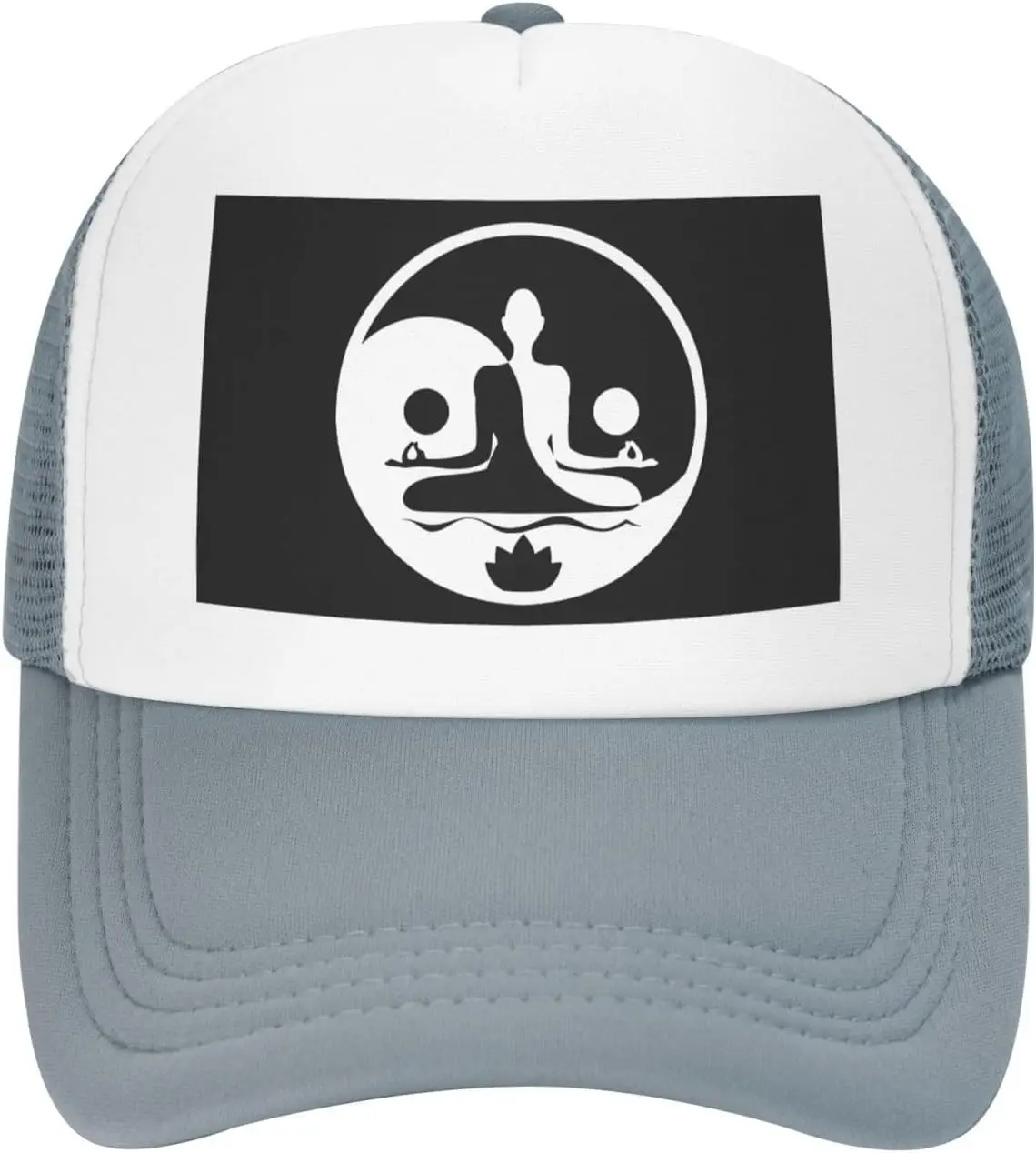 Yin Yang Lotus Yoga Trucker Hat Unisex Polyester Mesh Snapback Cap Outdoor Casual