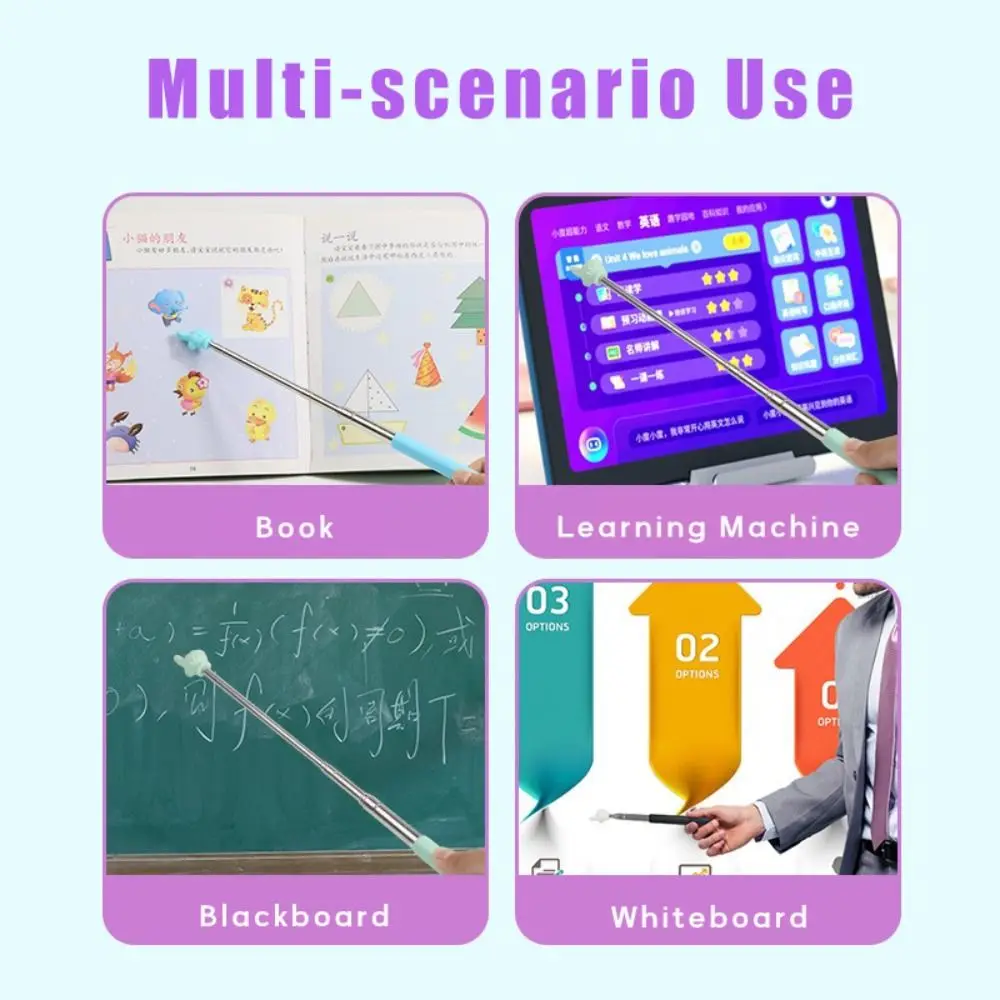 Stainless Steel Teaching Pointer Telescopic Rod with Hanging Rope Finger Reading Sticks Finger Design 88CM Teaching Stick