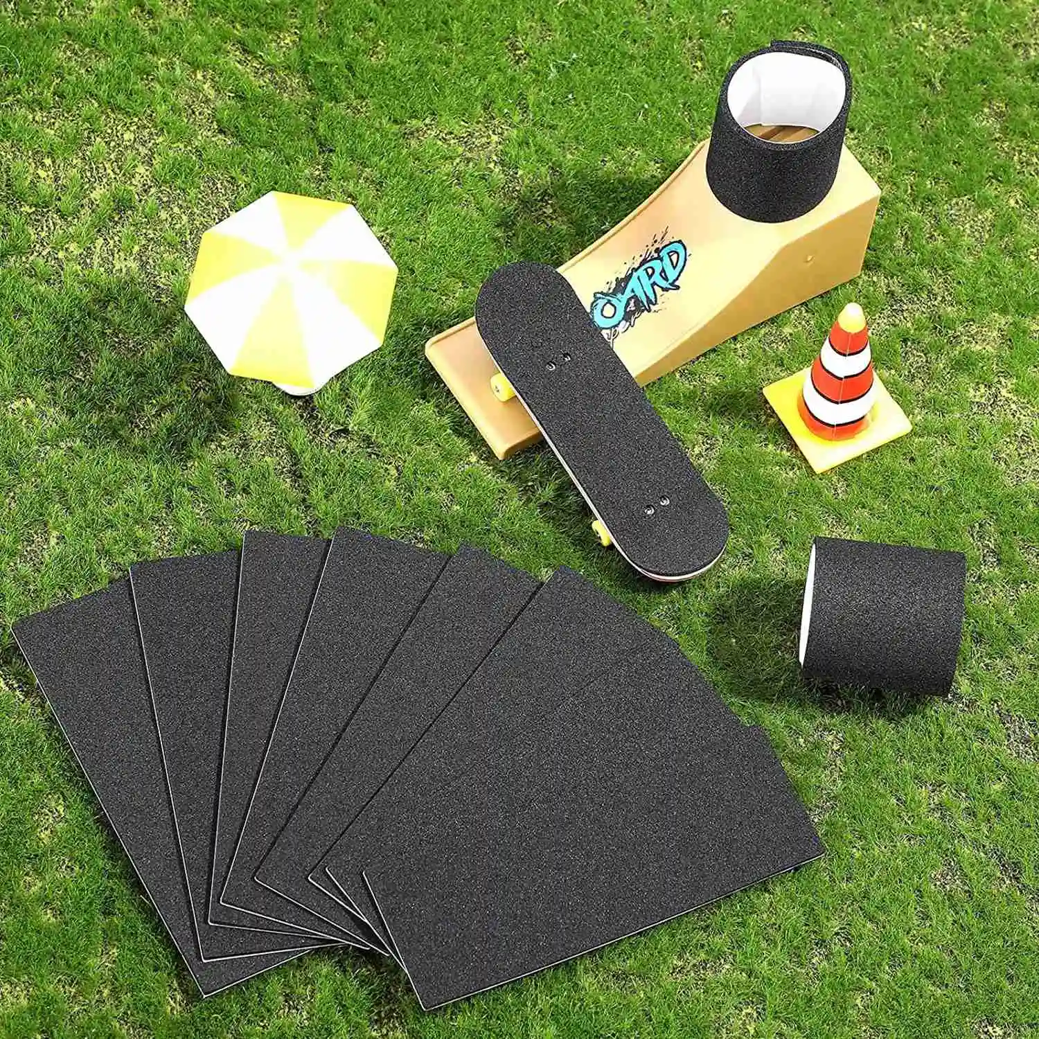 24 Pieces Fingerboard Foam Grip Tape Adhesive Foam Tape Black Non Slip Foam Grip Tape for Mini Fingerboards