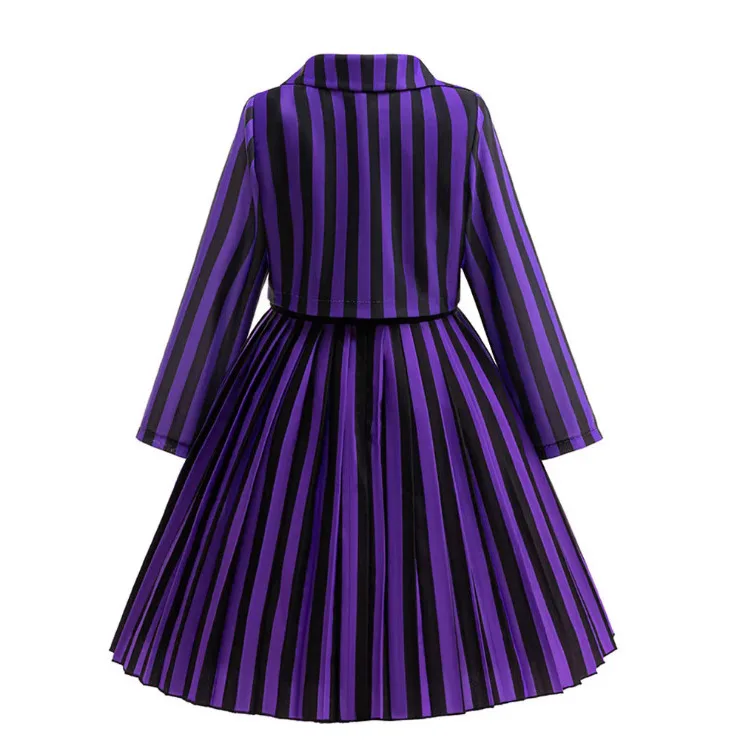 Disfraz de Cosplay de Wednesday2 Enid Sinclair, uniforme de la Academia de hombre lobo Nevermore, rayas moradas, traje de Halloween para niños, chica de fiesta