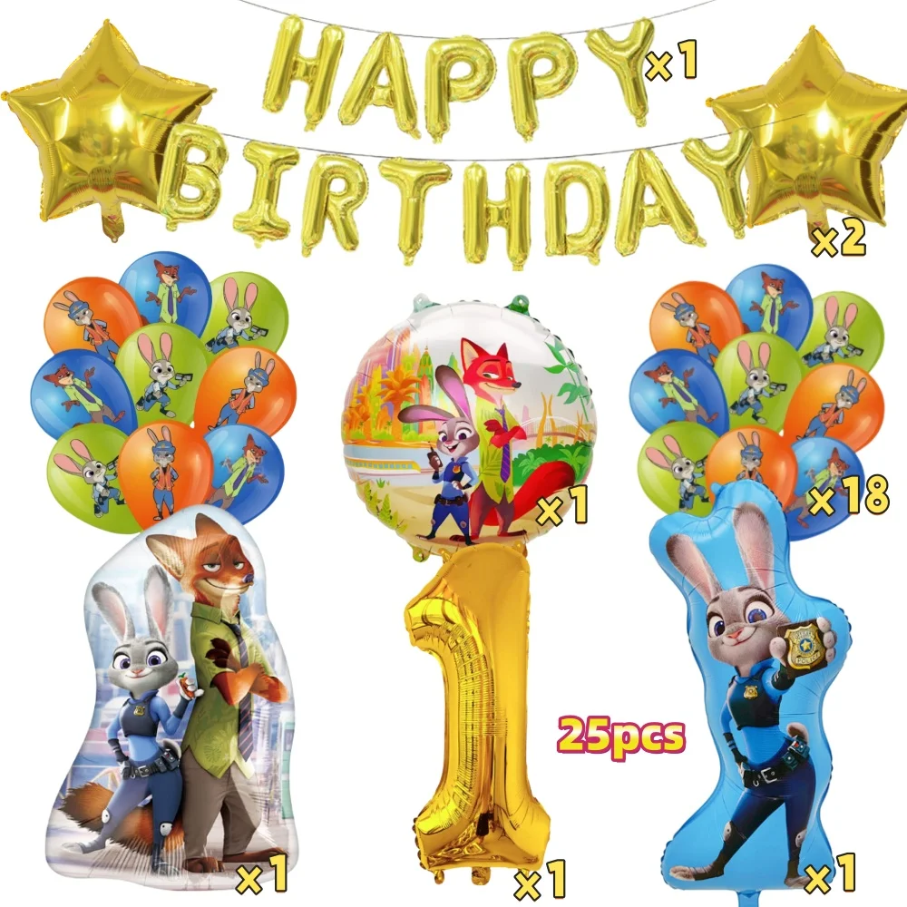 

Zootopia Balloons Judy Nick Party Decoration Supplies Happy Birthday Balloon Banner 12Inch Latex Balloon Cute DIY Party Accessor