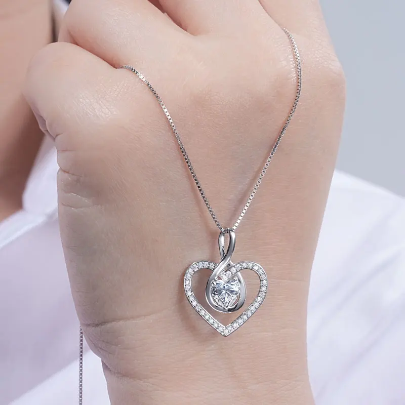 

RAPRGOLD GRA Certified 1-3CT Heart Shaped Moissanite Pendant Necklace for Women S925 Sterling Silver Clavicle Chain Jewelry Gift