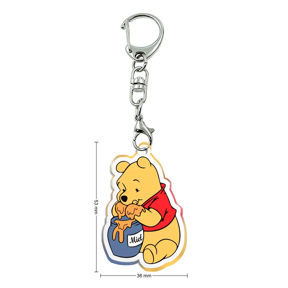 Porte-clés en acrylique transparent de dessin animé Disney pour enfants, collection de cadeaux, ourson Winnie, ours mignon, accessoires pour filles, décoration de fête