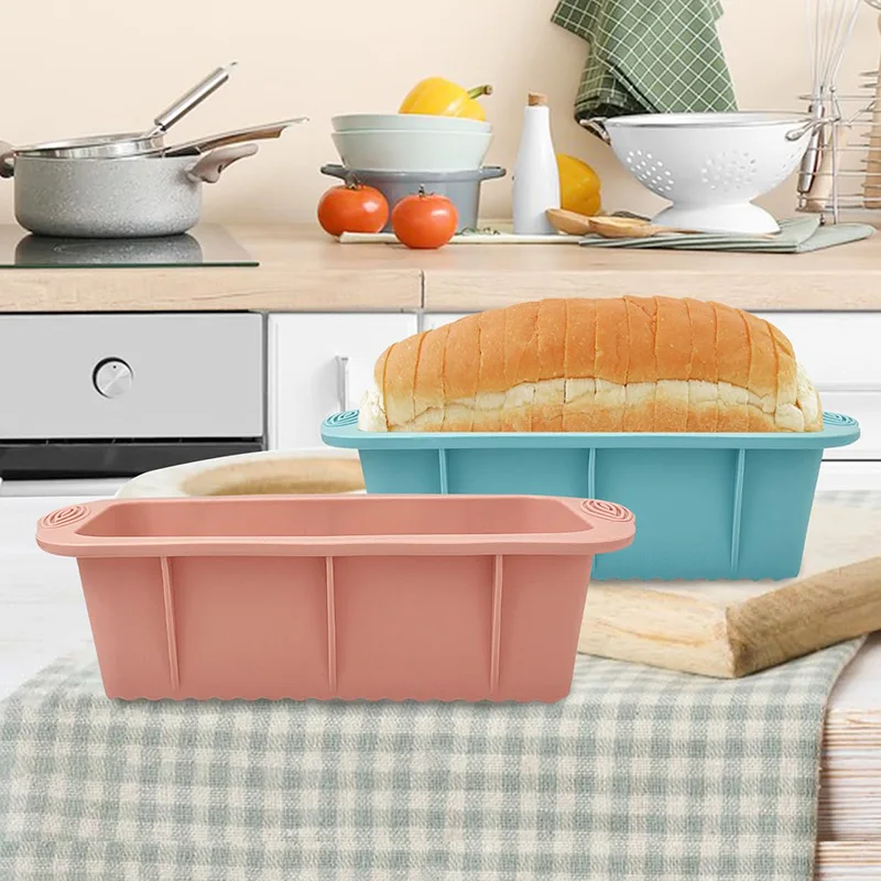 مقلاة رغيف الخبز من السيليكون، مقالي رغيف السيليكون غير اللاصقة لمجموعة الخبز مكونة من قطعتين، مثالية للخبز والكعك، قالب رغيف اللحم، آمنة للاستخدام في غسالة الأطباق #1