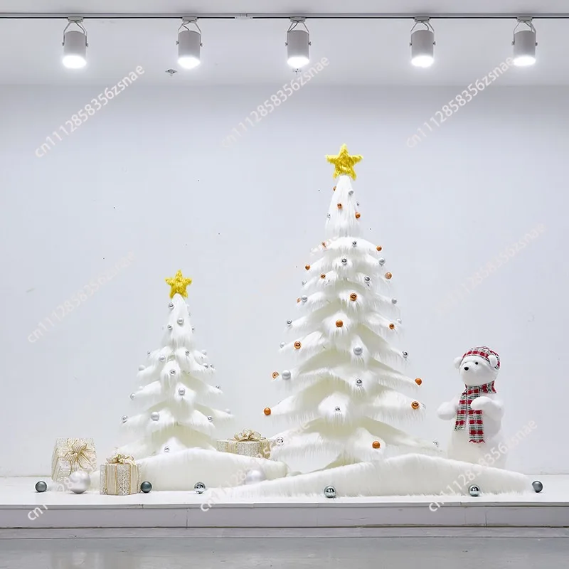 2026 White Mao Mao Flower New Window Decoration Advanced Christmas Decoration Beautiful Chen Scene Arrangement Small Ornament
