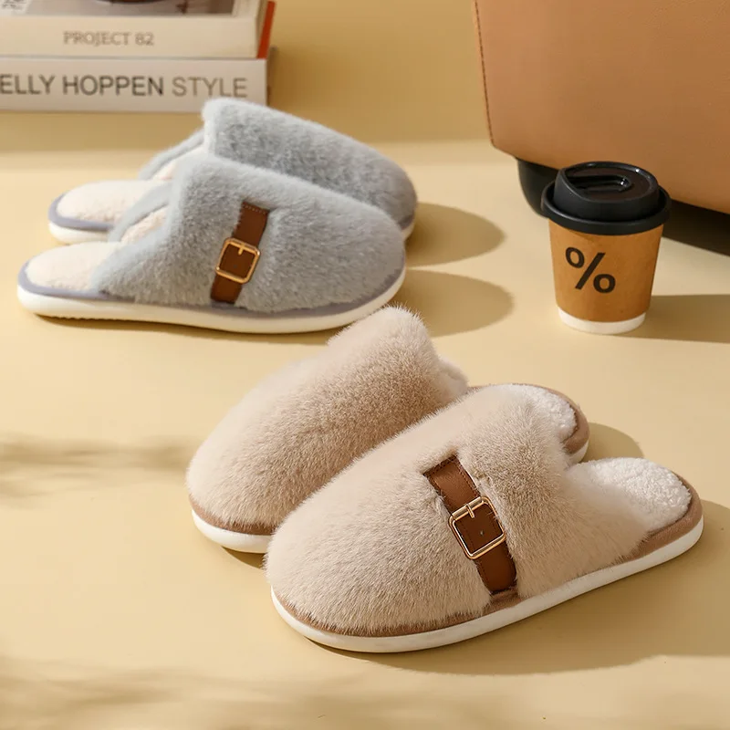 شباشب نسائية شباشب قطنية شباشب منزلية سميكة موضة قطيفة شتاء دافئ للجنسين أحذية سحب على أحذية المنزل الداخلي