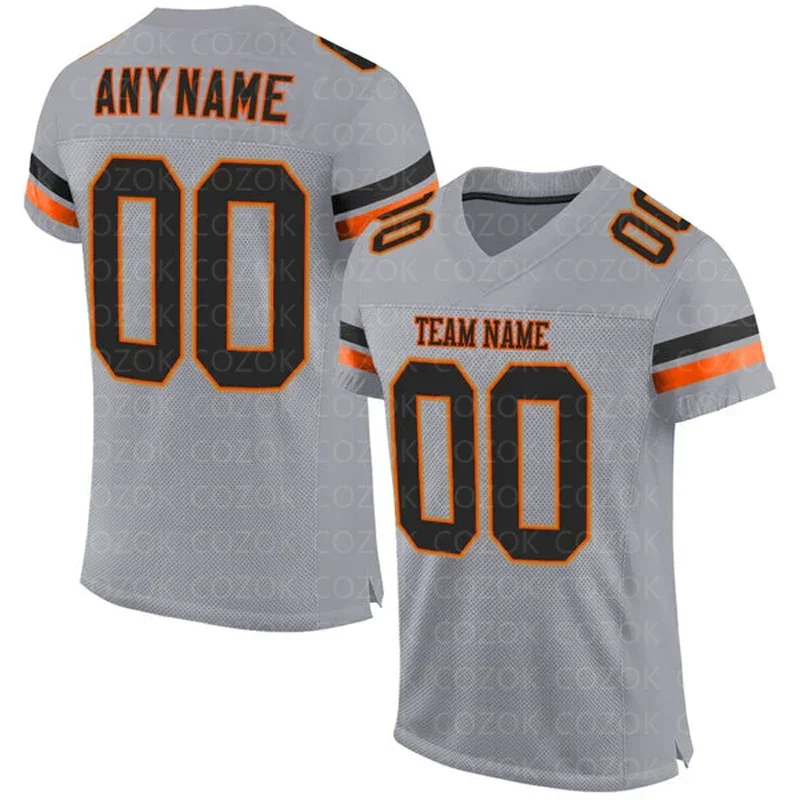 Grey Black Blue Customized Football Jersey for Men Football Short Sleeves Athletic Tee Shirts