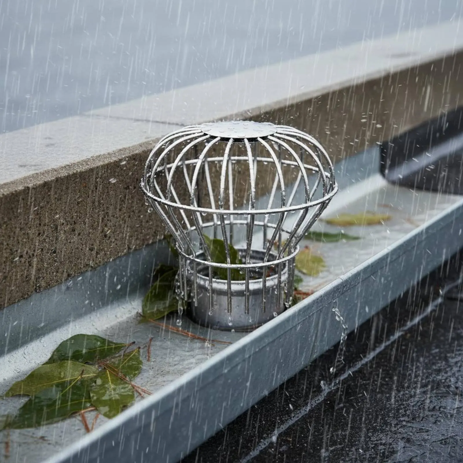 

Clog-Free Drain Cover Rust-Resistant Roof Drain Cover Downspout Debris Strainer Easy Installation Downspout Strainer Basket
