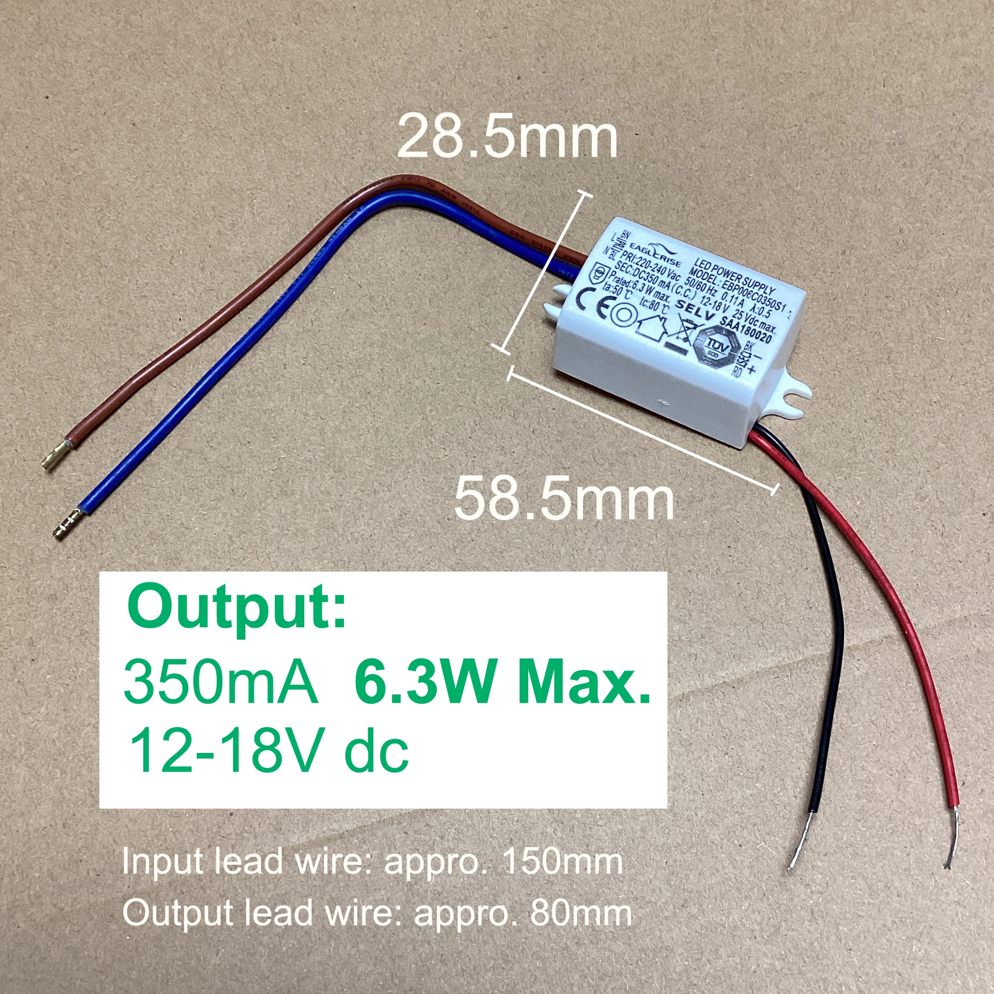 6W Compact LED Driver 350mA 500mA Lighting Transformer Drivers Mini Built-in Power Supply for COB Chips 12V-18V 6V-12V