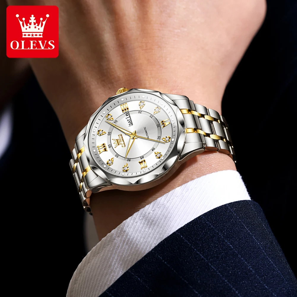 OLEVS Men's Watches 6727G Luxury Business Top Brand Original Automatic Mechanical Watch for Man Waterproof Luminous Date Week