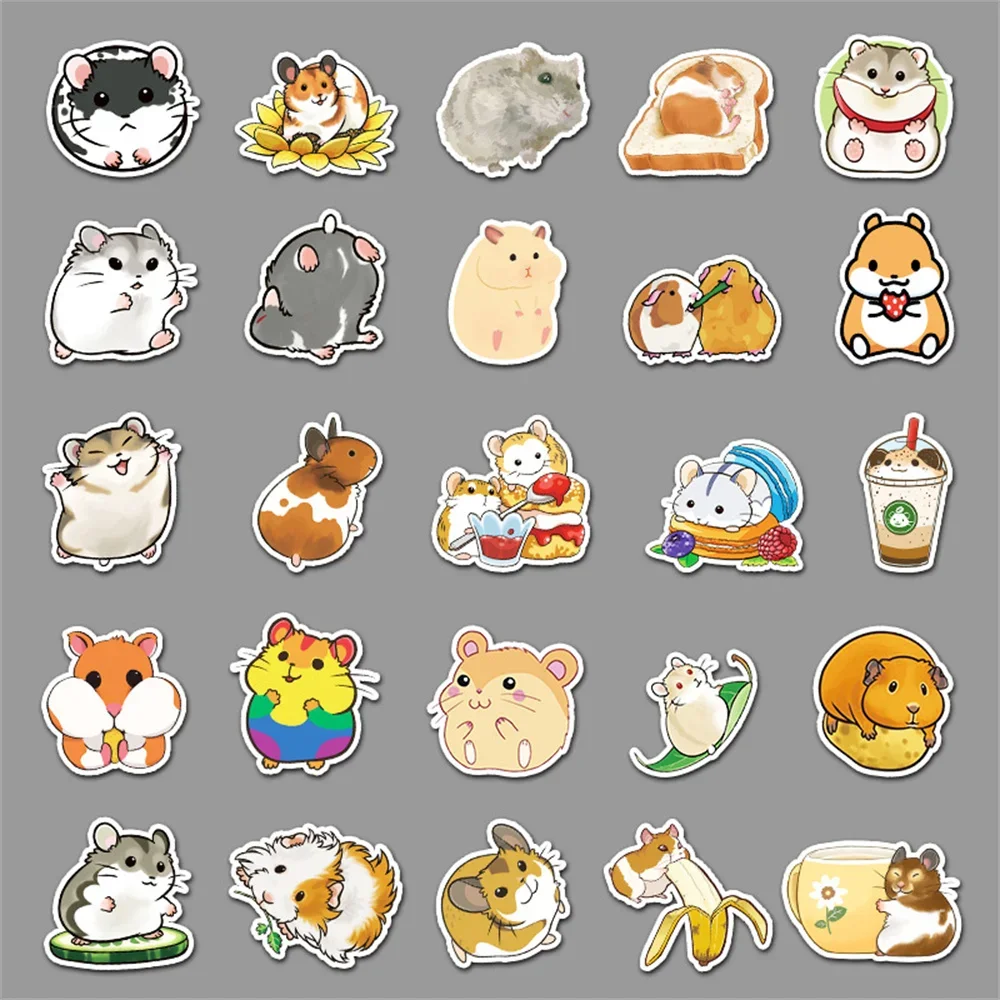 10/30/50PCS Cute Hamster Cartoon Animal Graffiti Sticker Personality Creative Sticker GuitarComputerWaterproof Sticker Wholesale