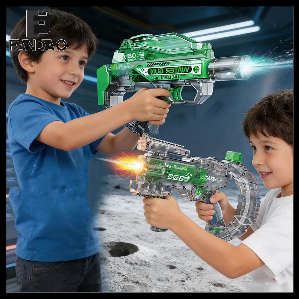 Children's Electric Water Gun Toy Large Capacity Automatic Continuous Firing Watergun Toys with Lights for Outdoor Beach Pool