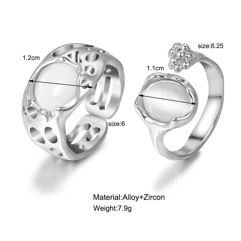 1Pcs Hot Selling Personalized Retro Zircon Ring, Niche, Light Luxury, High-End, Temperament, Versatile Adjustable Opening Ring