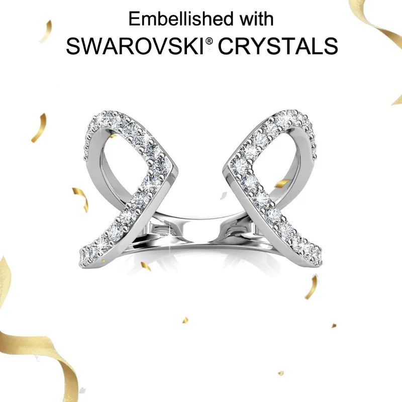 

Daisini 925 Sterling Silver Hollow Out Heart Ring with Crystals from Swarovski Fine Jewelry for Women Ladies Trendy Accessories