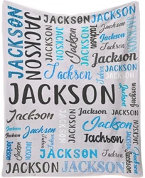 20 Colors Customized Children Adults Name Flannel Blanket Custom Personalized Day Gifts Blanket Cover Fleece Picnic Travel