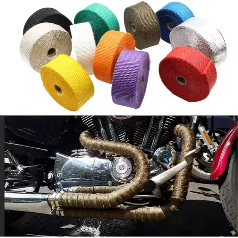 Motorcycle Exhaust Systems Muffler Wrap Heat Wrap Bandage Tuning 5cm 5M 10M 15M Pitbike Enduro Motocross Exhaust Thermal Band