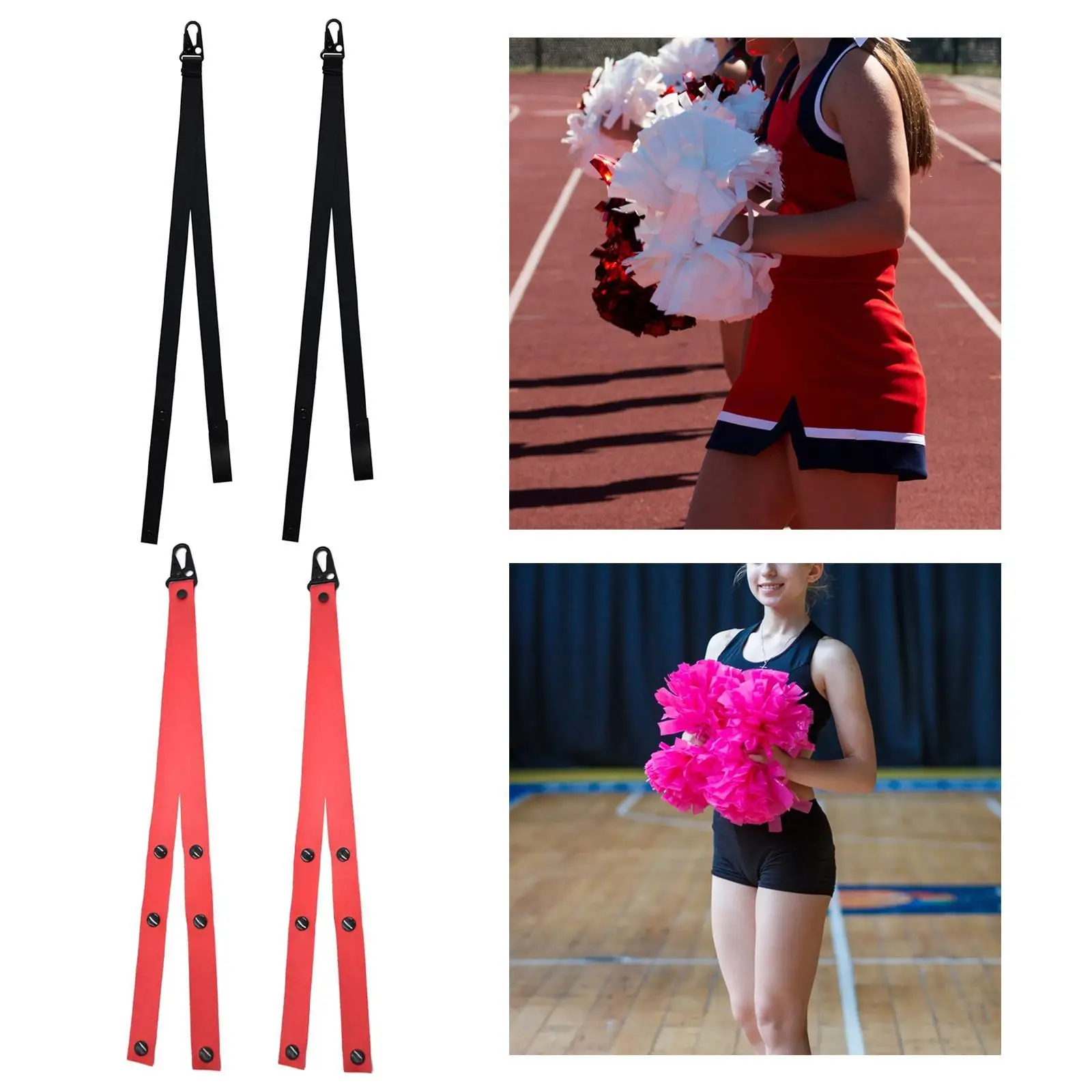 

2x Cheerleader Poms Holder Strap Cheerleading Accessories,Stage Performance Snap Fastener Cheering Holder for Backpack Dance