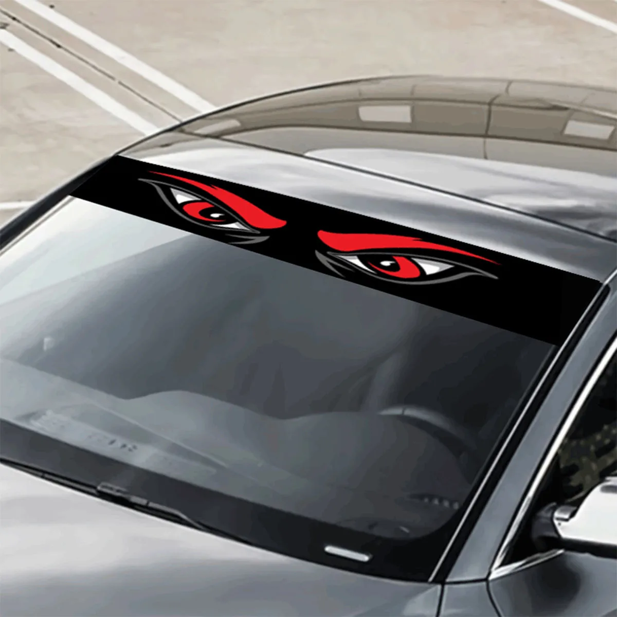 This Black Angry Eyes Design Car Front Windshield Sticker Features a Humorous Look. Made of Durable Self-Adhesive Vinyl, It Serv
