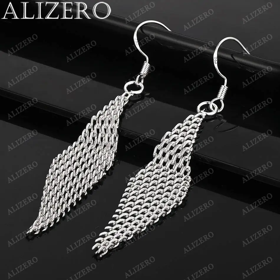 

Серьги-подвески из стерлингового серебра 925 пробы с ромбовидной сеткой и кисточками для женщин, для свадьбы, помолвки, вечеринки, модные аксессуары