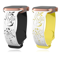 Flowers Engraved Strap for Apple Watch Band 41mm 40mm 42 46mm 45mm 44mm Silicone for iWatch Series 10 9 8 7 6 SE 5 4 ultra 49mm