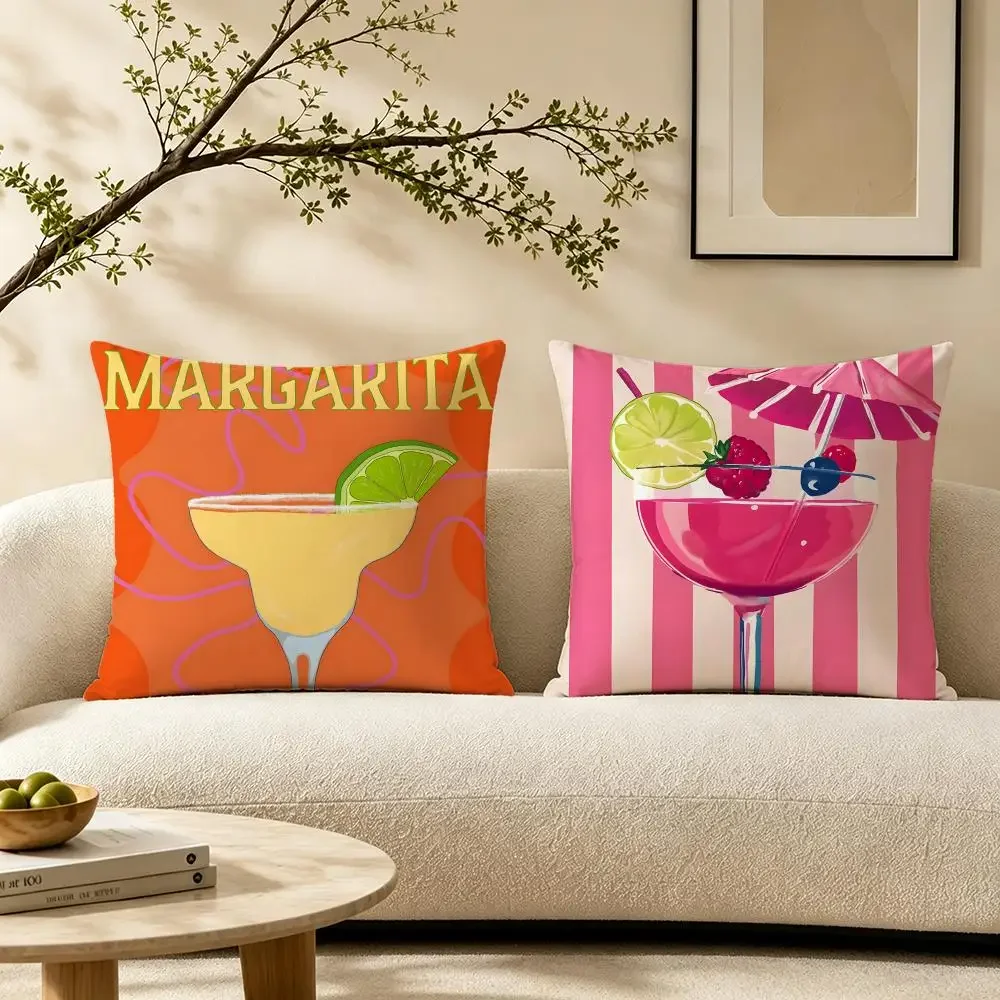 Margarita Cocktail Art Cushion Cover Pillow Short Plush Warm CreamStylel Cushion for Living Room Bedroom Sofa Ideal for Gifting