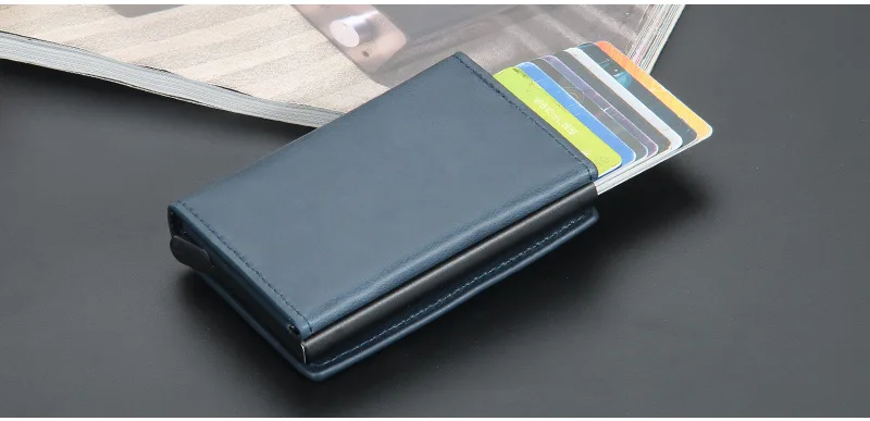 Pop Up Credit Card Holder Wallets Men Slim Rfid Blocking CardHolder Card Money Bag Coin Pocket PU Leather Short Wallets for Men