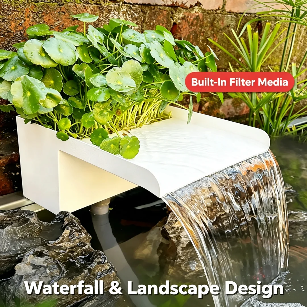 Koi Pond Landscape Pool Stainless Steel Waterfall Outlet Fountain Water Flow Circulating Filtration Waterfall Spout for Garden D
