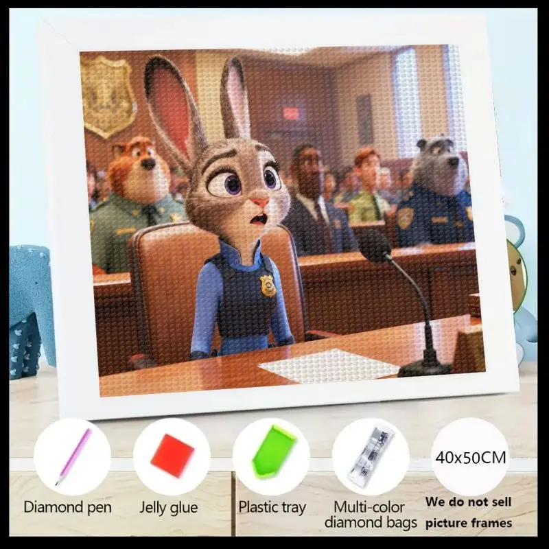 1 шт. 5D DIY полный дрель комплект алмазной живописи, Zootopia Judy Hopps Courtroom сцена мультфильм животное персонаж кристалл горный хрусталь искусство 1 шт. 5D DIY полный дрель комплект алмазной живописи, Zootopia Judy Hopps Courtroom сцена мультфильм животное персонаж кристалл горный хрусталь искусство